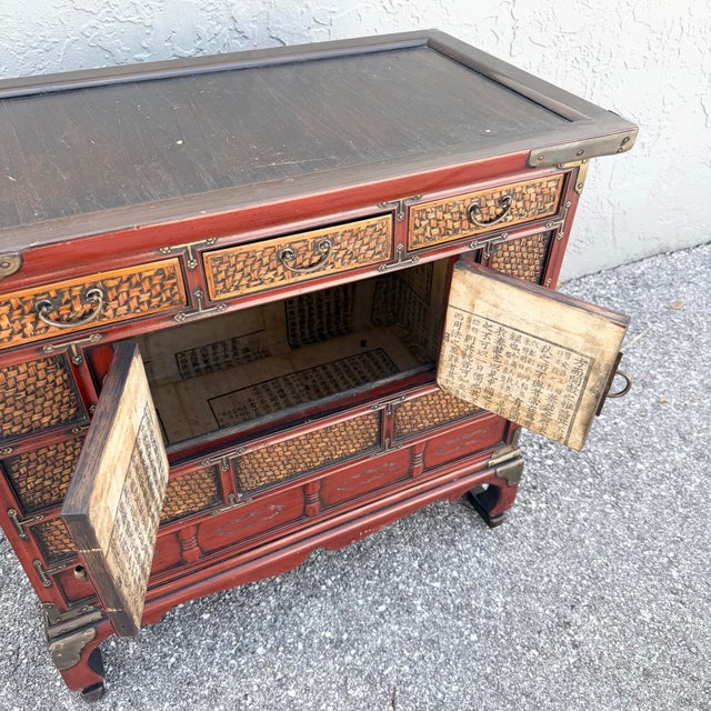 Mid 20th Century Vintage Chinese Tansu Style Wooden Cabinet For Sale - Image 5 of 6