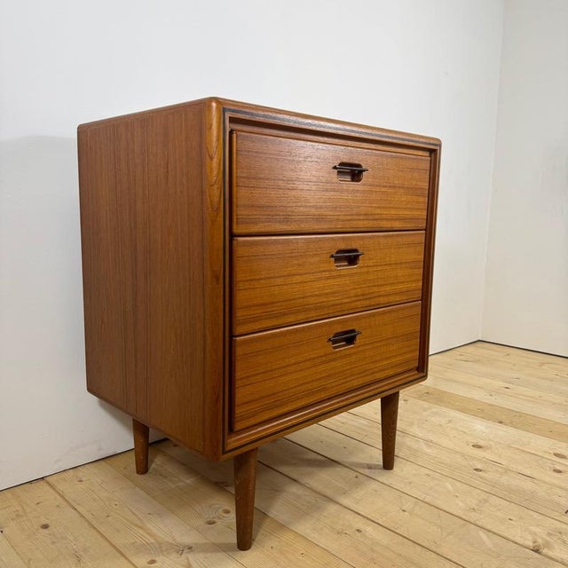 Wood Small Three-Drawer Teak Chest of Drawers, Denmark, 1960 For Sale - Image 7 of 14
