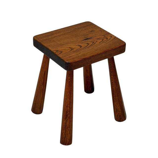 Wood Brutalist Stool in Oak, Dutch Design, Mid-Century, 1960s For Sale - Image 7 of 11
