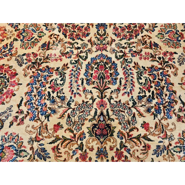 Vintage Oversized Persian Kerman Rug, Hand-Knotted Wool, Allover Floral Pattern, Ivory & Red, 11’ X 18’ For Sale - Image 11 of 14