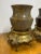 Pair of Vintage Small Marble Urns on Ornate Brass Stands