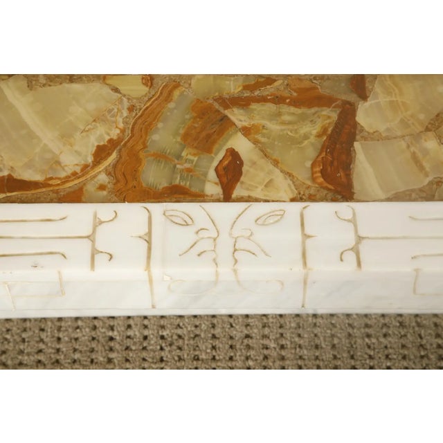 Vintage Italian Tessellated Onyx Coffee Table With Etched Stone Inset, 1970s For Sale In Los Angeles - Image 6 of 18