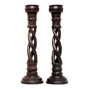 Vintage Indian Spiral Altar Candle Holders - Pair