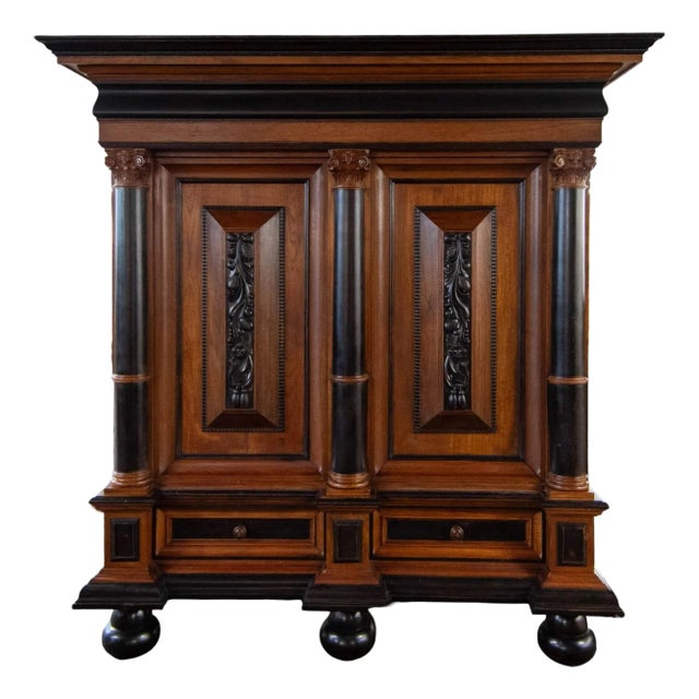 Antique Dutch Kussenkast Baroque Rosewood & Black Cupboard For Sale