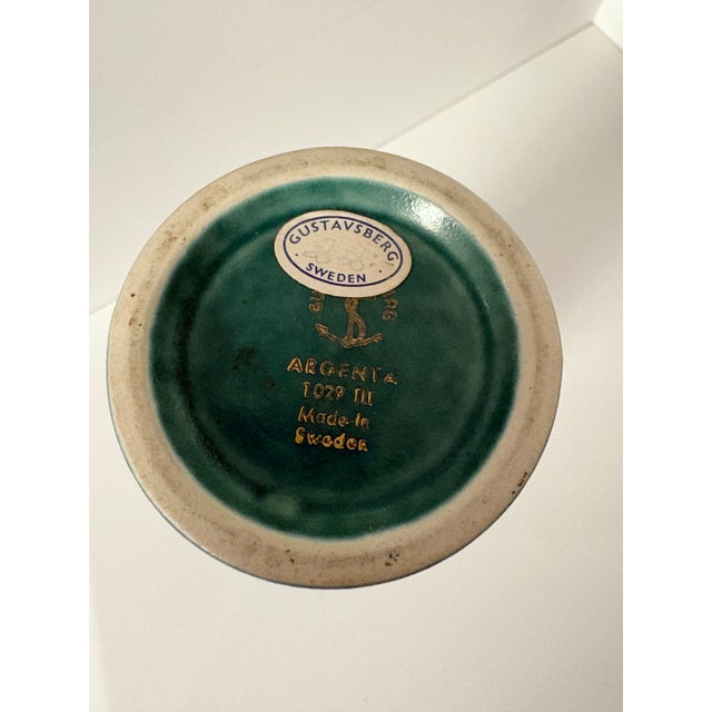 1940s 1940s Argenta Wilhelm Kåge for Gustavsberg Cylinder Vase With Silver Clover Inlay For Sale - Image 5 of 6