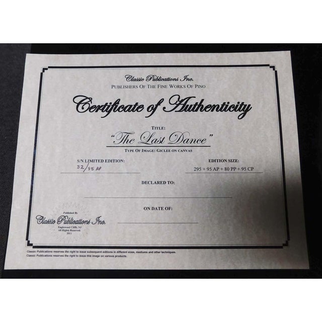 2010s Pino "The Last Dance" on Canvas Hand Signed & Embellished W/ Custom Framed For Sale - Image 5 of 8