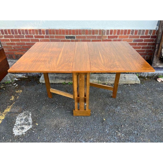Mid-Century Art & Craft Style Walnut Gate Leg Drop Leaf Table For Sale - Image 4 of 8
