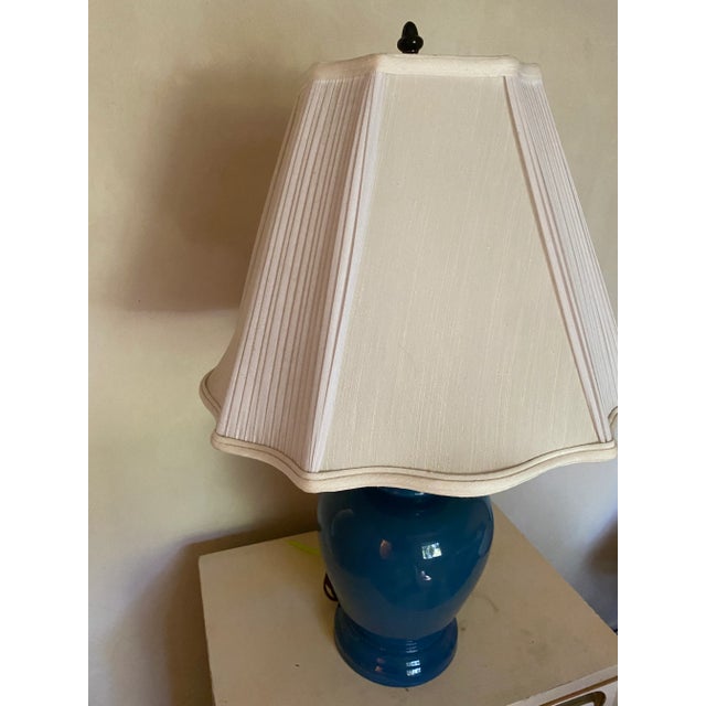 1970s Vintage Blue Underwriters Laboratories Lamp With Shade For Sale - Image 5 of 8