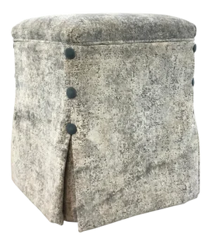 Caracole Couture Modern Grey and Turquoise Cut Velvet Hide and Seek Storage Ottoman