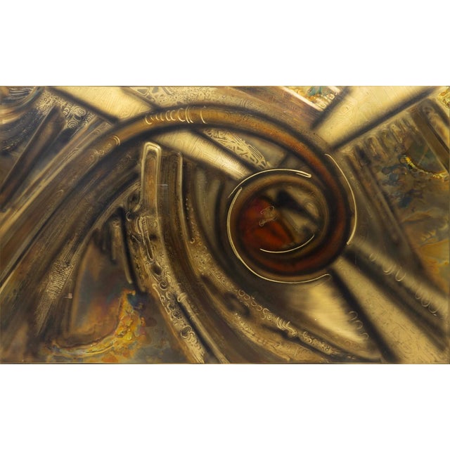 Brutalist Bernhard Rohne for Mastercraft Brutalist Acid-Etched Metallic Wall Art, 1970s For Sale - Image 3 of 9