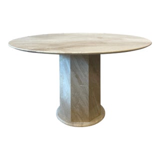 Postmodern Vintage Italian Honed Travertine Dining Table 1970s For Sale