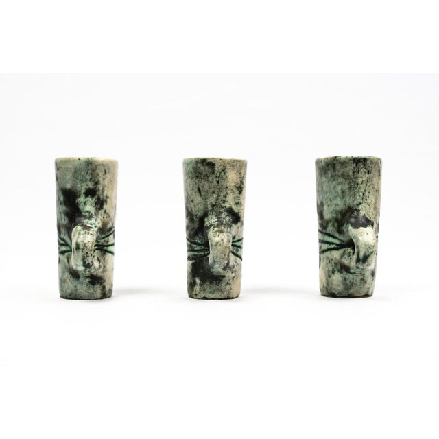 Liqueur Decanter and Celadon in Grey Ceramic and Glasses by Jacques Blin, 1950s, Set of 4 For Sale - Image 9 of 13