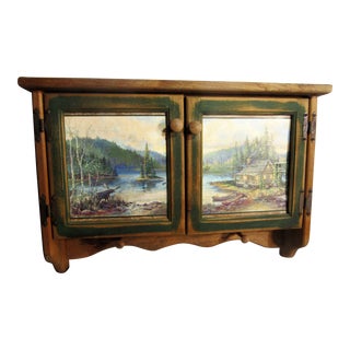 Late 20th Century Rustic 2 Door Wood Wall Cabinet For Sale