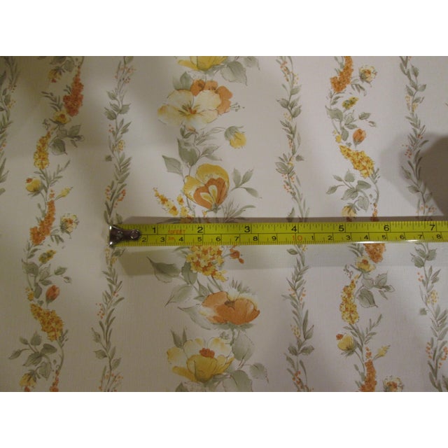 1980s Vintage 1980s Striped Orange Floral Motif Wallpaper For Sale - Image 5 of 8