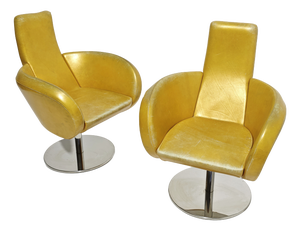 Swivel Armchairs with Chromed Legs, 1980s, Set of 2