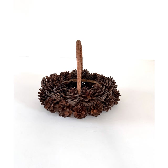 Late 20th Century Vintage Handcrafted Pinecone Basket For Sale - Image 5 of 11