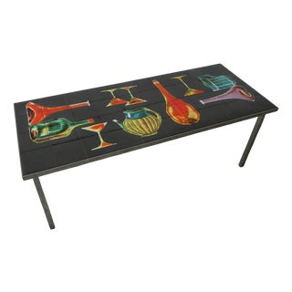 Vintage Tile Table with 40 Tiles and Decoration, 1960s For Sale