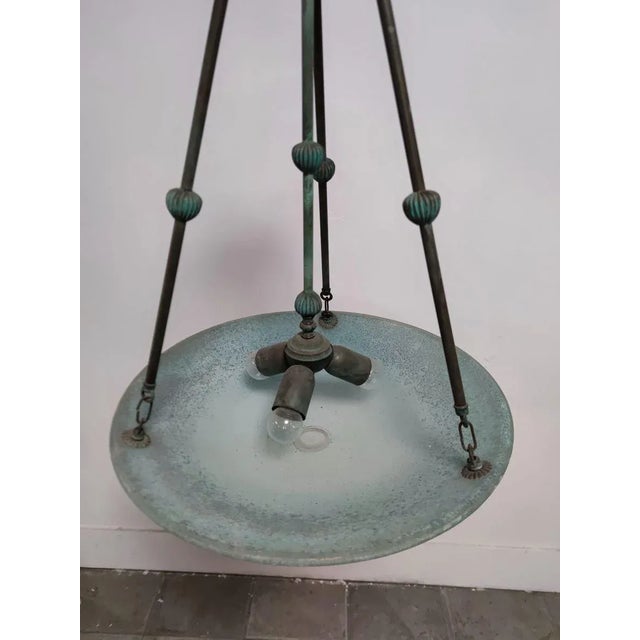 Vintage Green Glass Chandelier For Sale - Image 11 of 15
