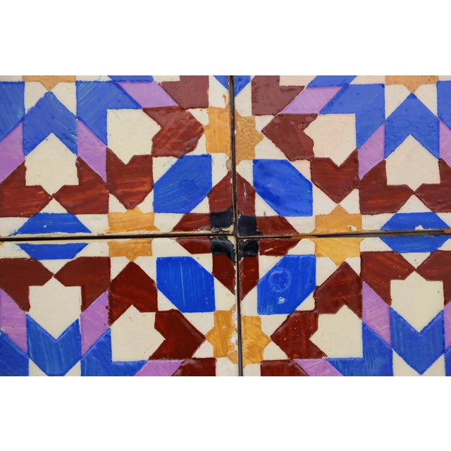19th Century Set of Four Geometric Mediterranean Large Tiles, Portuguese For Sale - Image 6 of 13