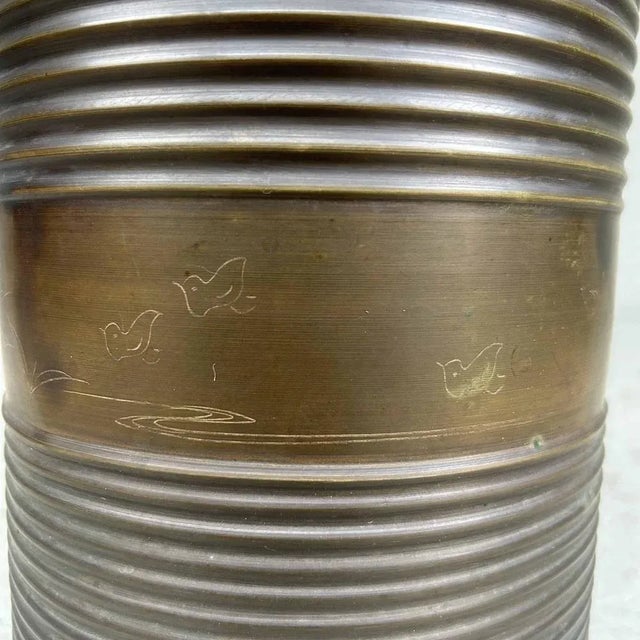 Copper Taishō Copper Hibachi with Palm/Bird Decoratiom, 1920s For Sale - Image 8 of 11