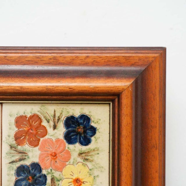 Mid-Century Modern Wood and Ceramic Mirror, 1970s For Sale - Image 4 of 15