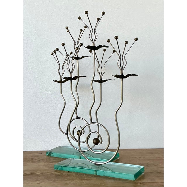Postmodern Vintage Postmodern Three Candle Candelabra After Tony Evans - A Pair For Sale - Image 3 of 12