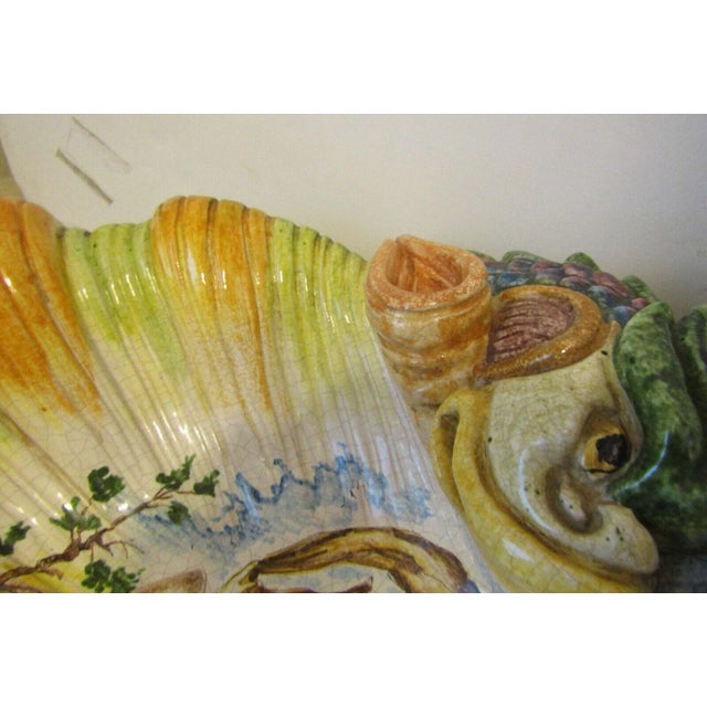 1960s Armando Poggi Florence Hand-Painted Italian Pottery Dolphin Scene Centerpiece For Sale - Image 10 of 13