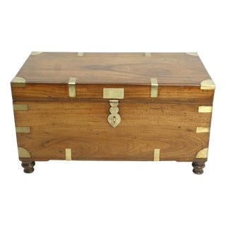 British Campaign Camphor Wood Sea Chest, Trunk or Coffee Table, Early 1900's For Sale