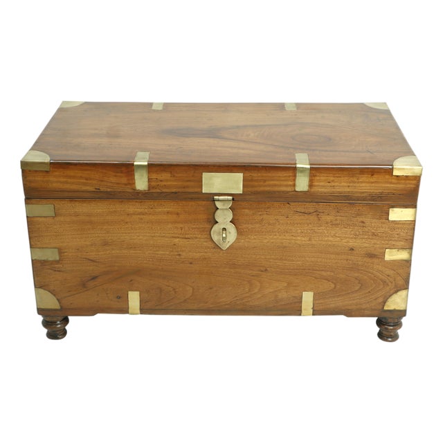 British Campaign Camphor Wood Sea Chest, Trunk or Coffee Table, Early 1900's For Sale