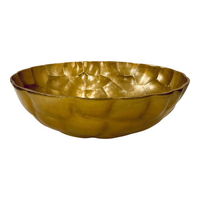 John Richard Modern Large Textured Gold Graver Bowl For Sale