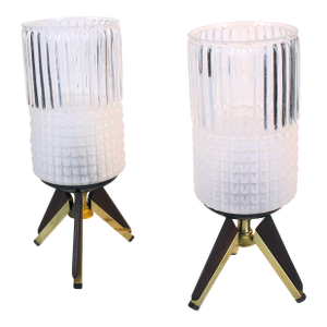 Pair of Ventian Glass & Brass Bed Side Lamp, Italie Mid-Century, 1950's