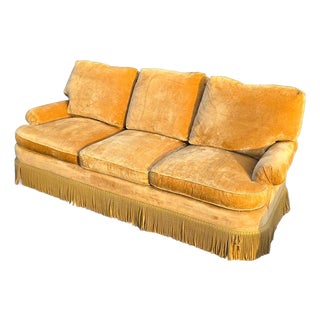 Baker Furniture Velvet 3-Seat Sofa For Sale