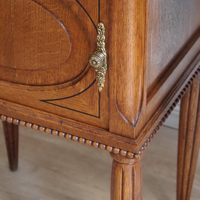 Antique Louis XVI Style Bedside Tables in Oak and Marble, 1920, Set of 2 For Sale - Image 11 of 17