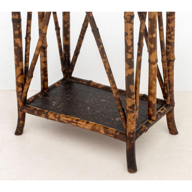 Wood Chinoiserie Lacquered Bamboo Two-Tier Side Table For Sale - Image 7 of 9