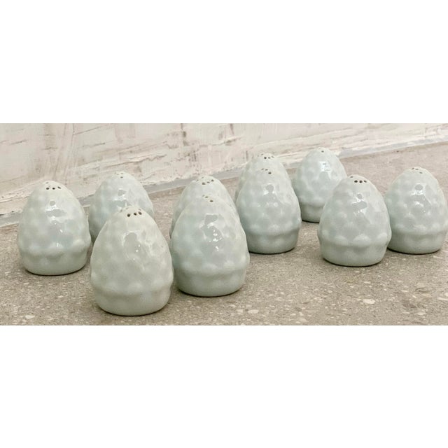 Late 20th Century French Limoges White Porcelain Salt & Pepper Shakers Fashioned as Artichokes- Set of 10 (5 Pair) For Sale - Image 12 of 12