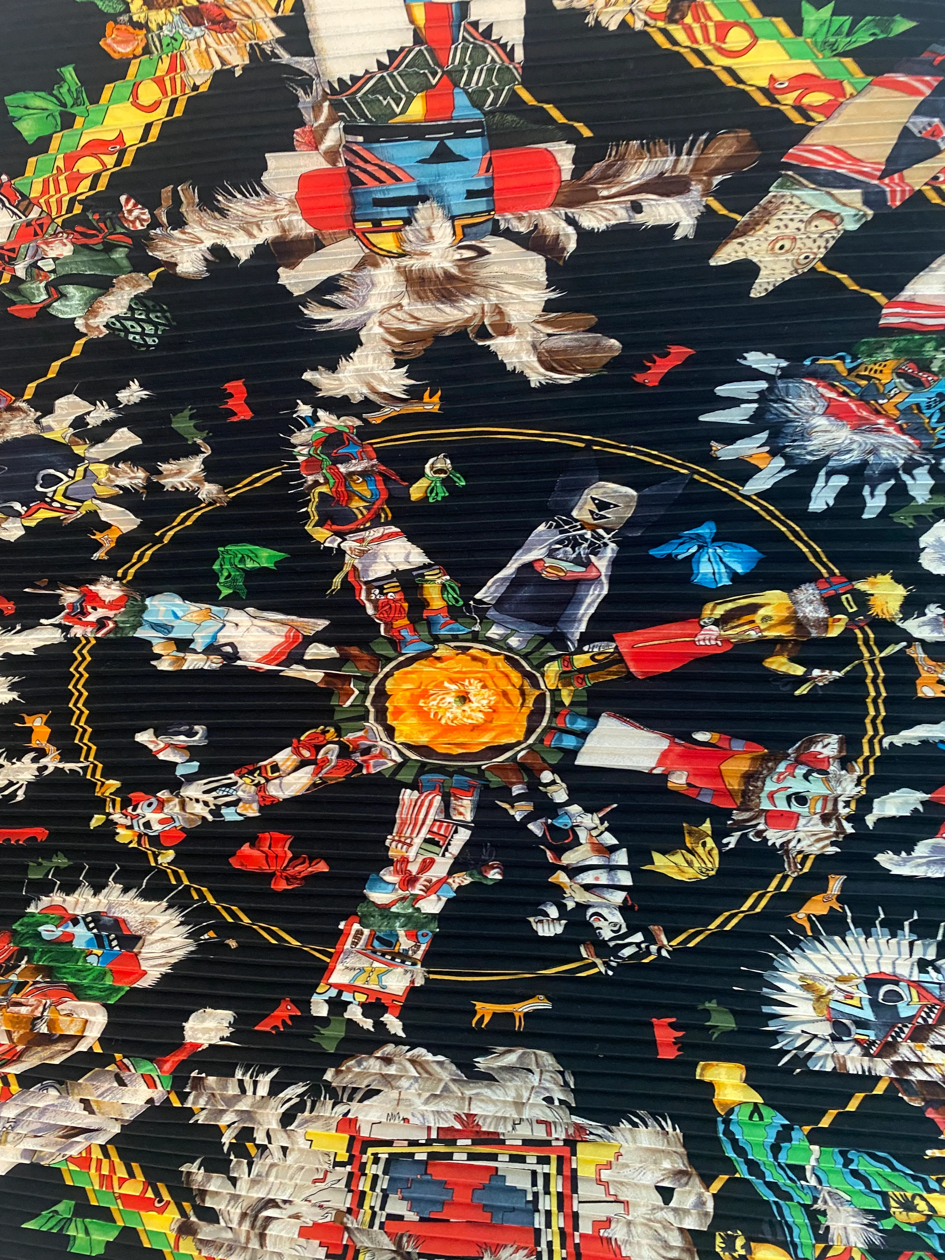 Late 20th Century Hermes Plisse Silk Scarf by Kermit Oliver