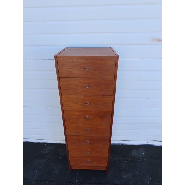 Mid Century Danish Modern Tall Narrow Lingerie Jewelry Chest 6628 For Sale - Image 10 of 15