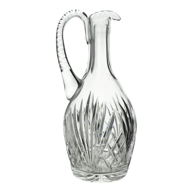 Mid 20th Century Diamond and Pineapple Pattern Cut Decanter With Handle For Sale