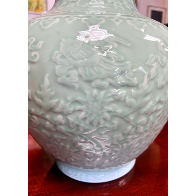 Chinese Asian Celadon Vase With Box | Chairish