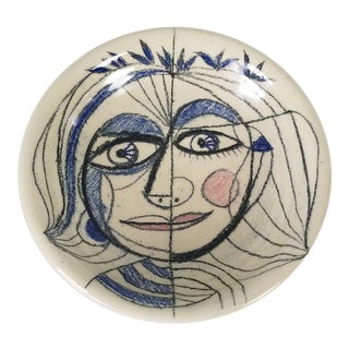 Vintage Hand Painted Decorative Ceramic Bowl, Signed For Sale