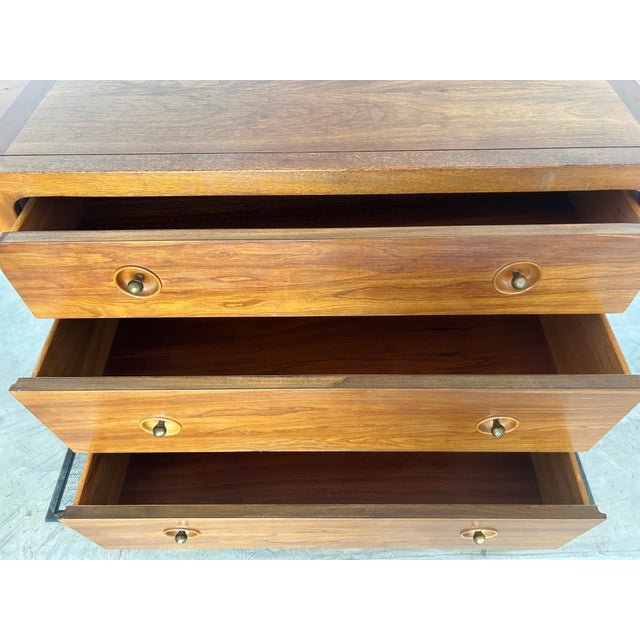 Mid-Century Modern 1950s Drexel Winged Walnut Chest From "Counterpoint" Collection by John Van Koert For Sale - Image 3 of 7