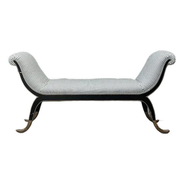 Vintage Gilt Tipped Tufted Bench For Sale