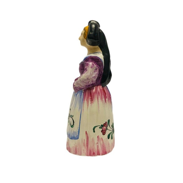 Mid 20th Century Mid Century French Faience Figural Figurine Traditional Costume and Headdress For Sale - Image 5 of 8
