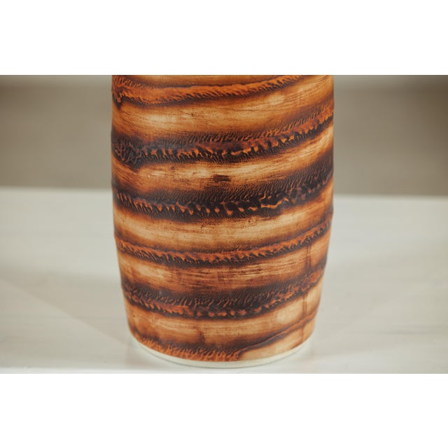 Asian Tall Artisan Studio Ceramic Vase with Layered Earth-Tone Glaze For Sale - Image 3 of 18
