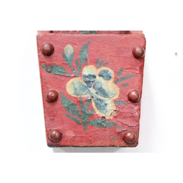 1960s Floral Wall Pocket Red For Sale - Image 5 of 10