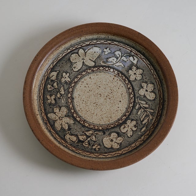 Folk Art David Mischke Ceramic Floral Catch-All Plate For Sale - Image 3 of 5