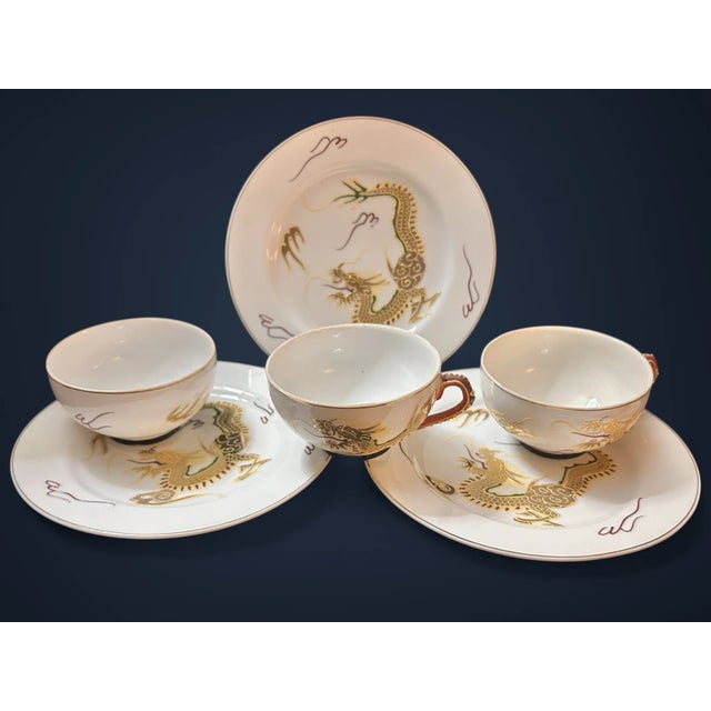 Add a touch of elegance to your collection with this Vintage Gem China Japanese Dragon Moriage Teacup and Saucer Set....