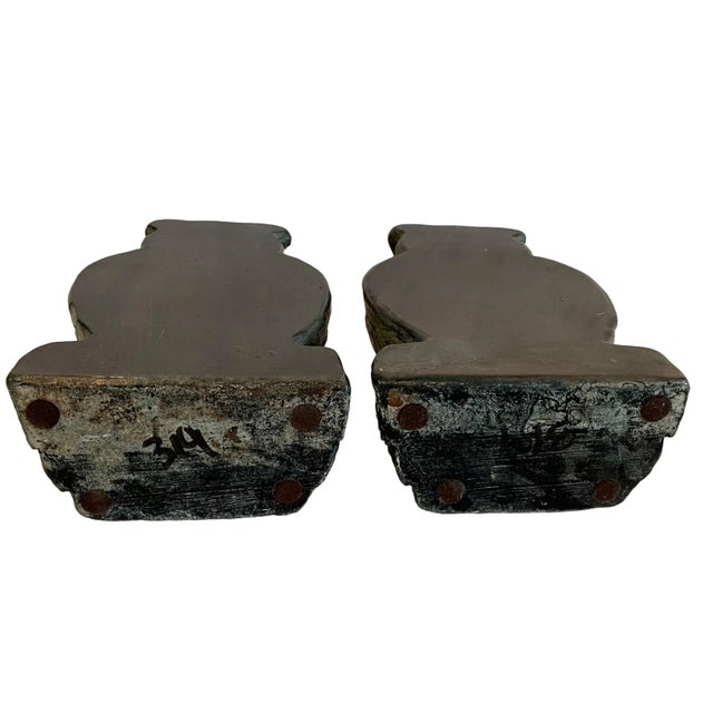 Mid 20th Century Vintage Ceramic Bronze-Colored Owl, Bookends For Sale - Image 5 of 8