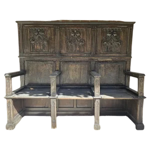 19th Century Neo-Gothic Wooden Bench, 1890s