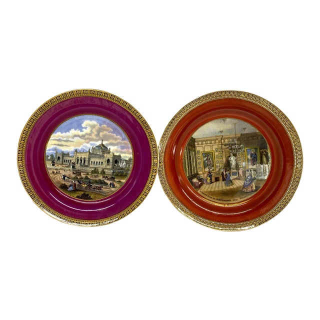 1876 Philadelphia Exhibition Porcelain Plates - a Pair For Sale